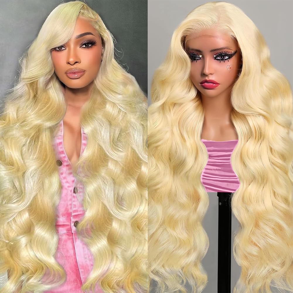 Honey Blonde Wig Human Hair 200% Density 13x4 Blonde Wig Human Hair Body Wave Lace Front Wigs Human Hair Pre Plucked Colored 27# Lace Frontal Wigs 24 Inch