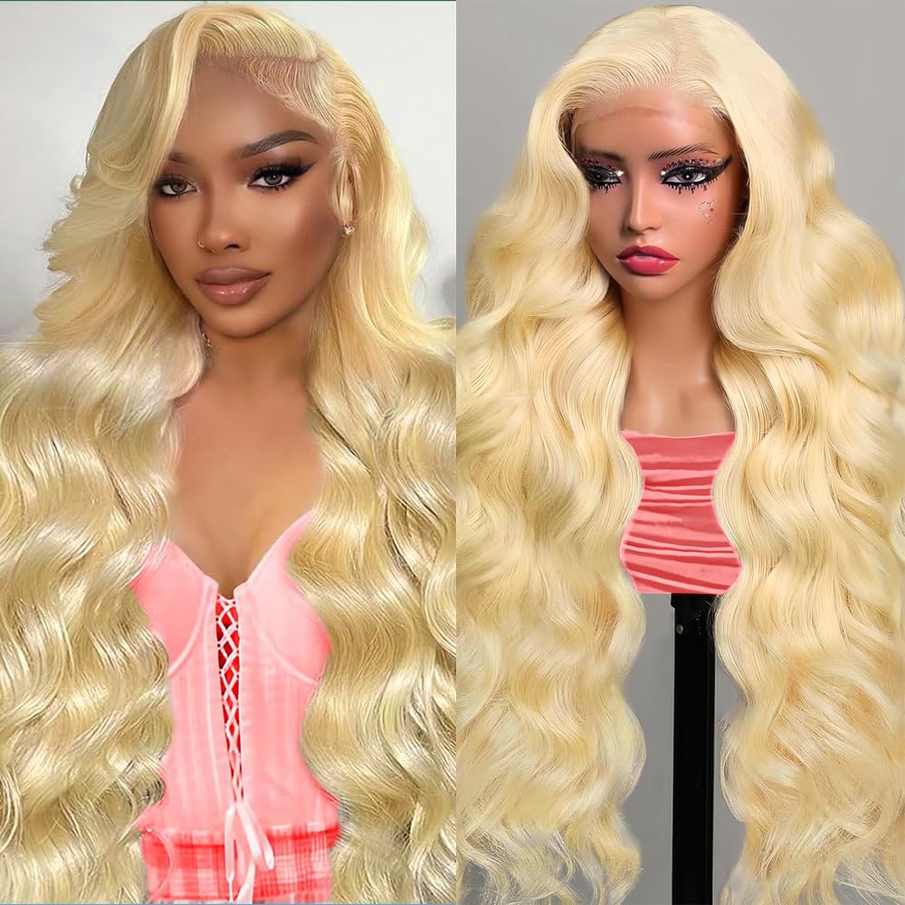 Honey Blonde Wig Human Hair 200% Density 13x4 Blonde Wig Human Hair Body Wave Lace Front Wigs Human Hair Pre Plucked Colored 27# Lace Frontal Wigs 24 Inch