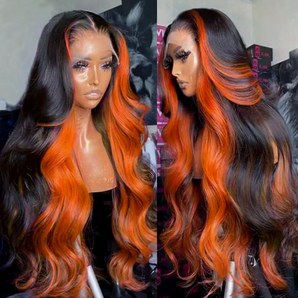 Grace Queen Ginger Orange 9x6 Lace Front Wigs Human Hair Deep Wave Pre Plucked Pre Cut Wear and Go Glueless Wigs Human Hair for Women 9x6 HD Lace Front Curly Human Hair Wig Brazilian Hair 26Inch