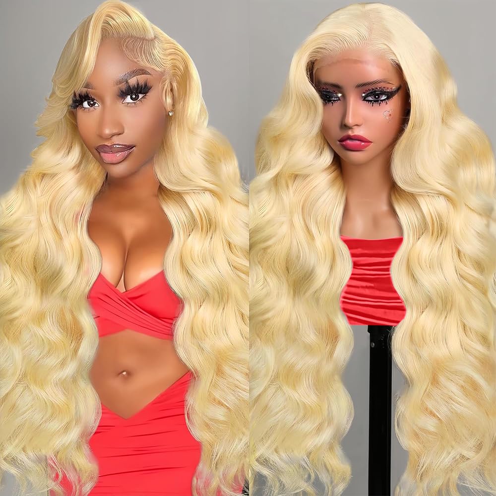 Honey Blonde Wig Human Hair 200% Density 13x4 Blonde Wig Human Hair Body Wave Lace Front Wigs Human Hair Pre Plucked Colored 27# Lace Frontal Wigs 24 Inch