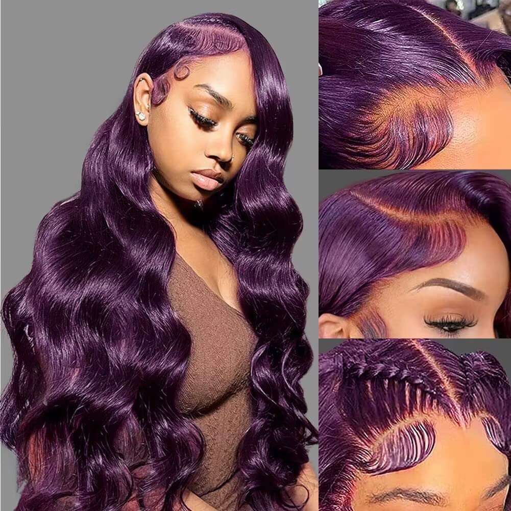 13X4 Dark Ginger Lace Front Wigs Human Hair Body Wave Orange Ginger Brown Brazilian HD Lace Front Human Hair Wigs Glueless 150% Density Pre Plucked Natural Hairline (18 inch, Copper Brown Color)