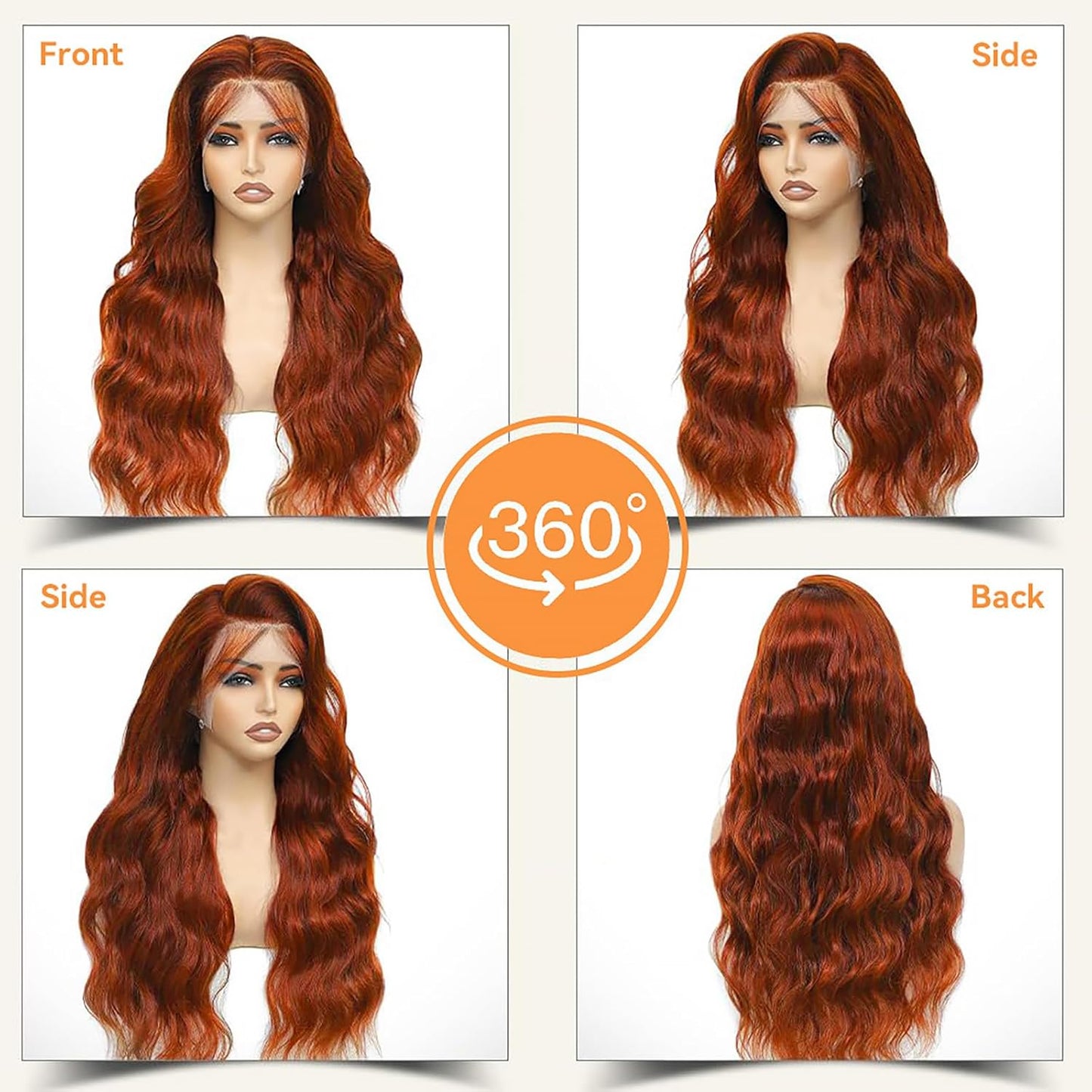30 Inch Reddish Brown Lace Front Wigs Human Hair 200 Density 13x6 Body Wave HD Lace Frontal Wigs Human Hair Auburn Colored Lace Front Wigs Human Hair Pre Plucked with Baby Hair for Women
