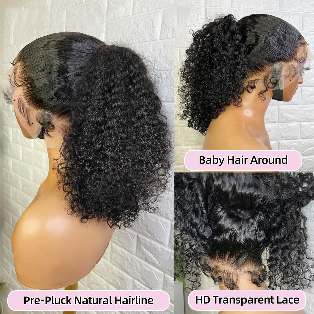 360 Lace Front Wigs Human Hair Kinky Straight Wig 360 Frontal Wigs for Black Women 16 Inch 180% Density Yaki Straight 360 Full Lace Human Hair Wigs with Baby Hair Natural Color