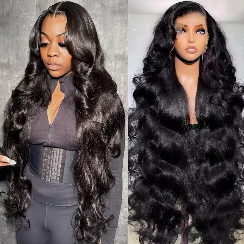 Perismoda 30 Inch Body Wave 13x6 Full Lace Frontal Wigs Human Hair 12A 180% Brazilian Virgin Body Wave 13x6 HD Transparent Lace Front Wigs Human Hair Pre Plucked With Baby Hair Pre Bleached Tiny Knots