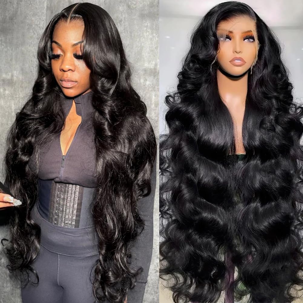 Perismoda 30 Inch Body Wave 13x6 Full Lace Frontal Wigs Human Hair 12A 180% Brazilian Virgin Body Wave 13x6 HD Transparent Lace Front Wigs Human Hair Pre Plucked With Baby Hair Pre Bleached Tiny Knots