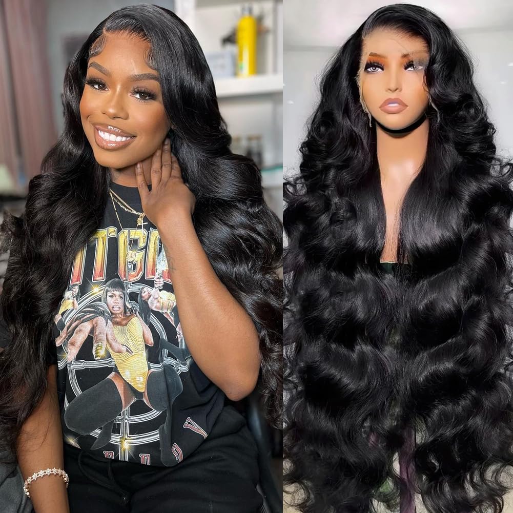 Perismoda 30 Inch Body Wave 13x6 Full Lace Frontal Wigs Human Hair 12A 180% Brazilian Virgin Body Wave 13x6 HD Transparent Lace Front Wigs Human Hair Pre Plucked With Baby Hair Pre Bleached Tiny Knots