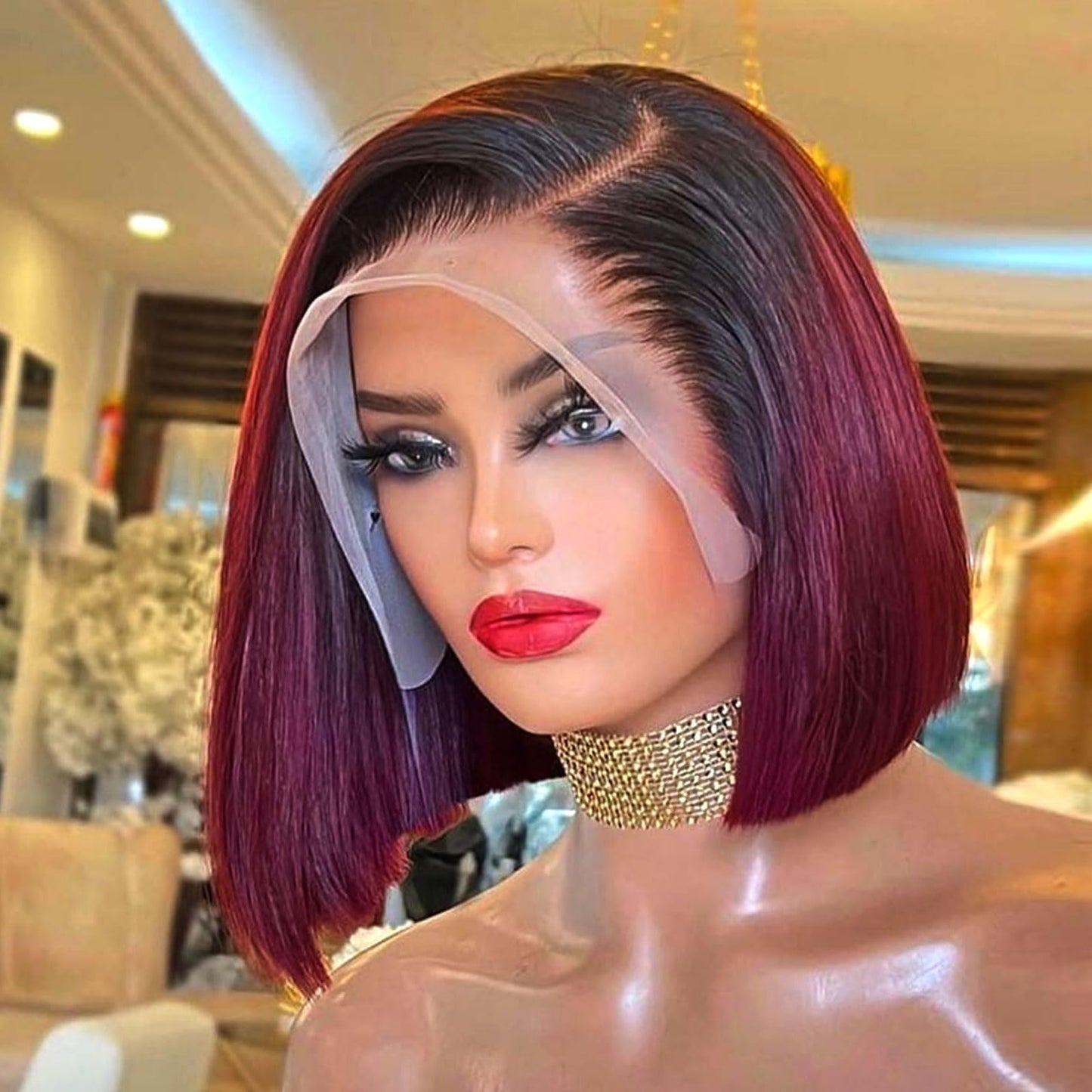 Ombre Highlight Deep Wave Curly Bob Wigs Human Hair Pre Plucked Wear And Go Glueless 13x4 Hd Honey Blonde Highlight Lace Front Wig Human Hair For Black Women Wet And Wavy 4/27 14 Inch