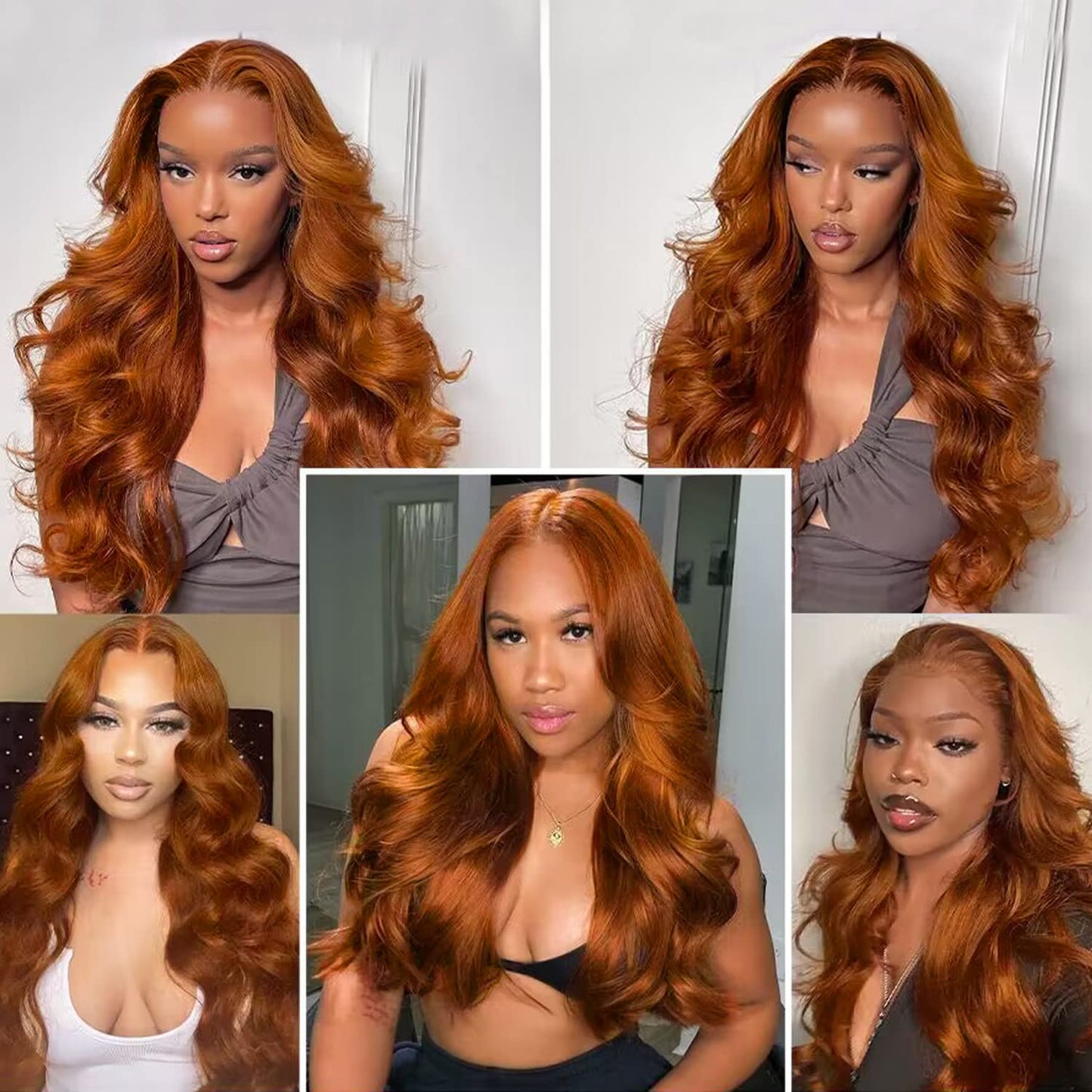 13X4 Dark Ginger Lace Front Wigs Human Hair Body Wave Orange Ginger Brown Brazilian HD Lace Front Human Hair Wigs Glueless 150% Density Pre Plucked Natural Hairline (18 inch, Copper Brown Color)