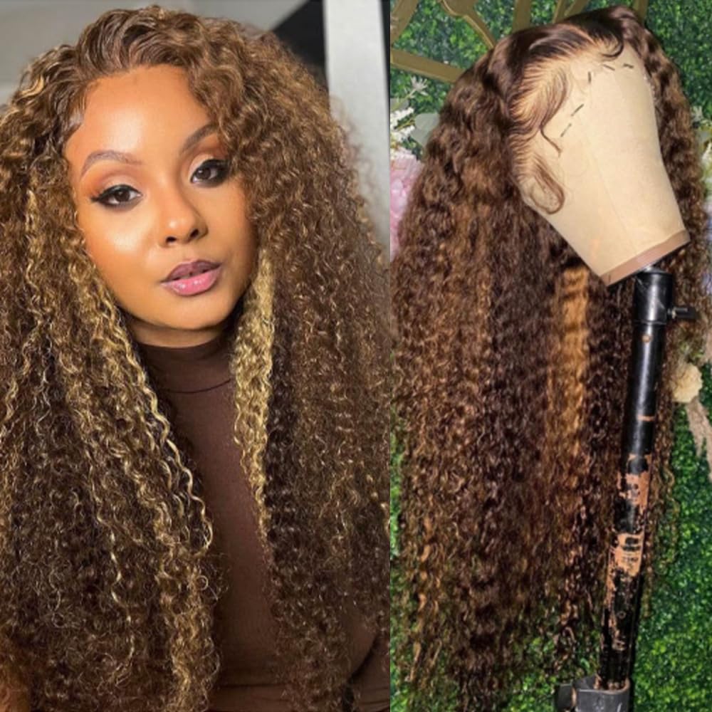 Grace Queen Ginger Orange 9x6 Lace Front Wigs Human Hair Deep Wave Pre Plucked Pre Cut Wear and Go Glueless Wigs Human Hair for Women 9x6 HD Lace Front Curly Human Hair Wig Brazilian Hair 26Inch