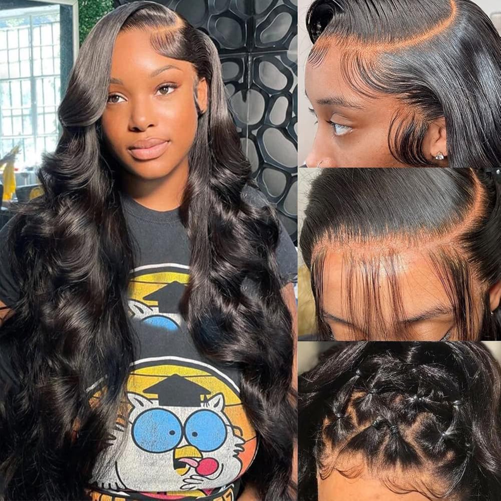 Pizazz 13x6 Body Wave Lace Front Wigs Human Hair Pre Plucked 180 Density HD Transparent Lace Frontal Wigs Human Hair for Women 9A Glueless Wigs Human Hair with Baby Hair 30Inch