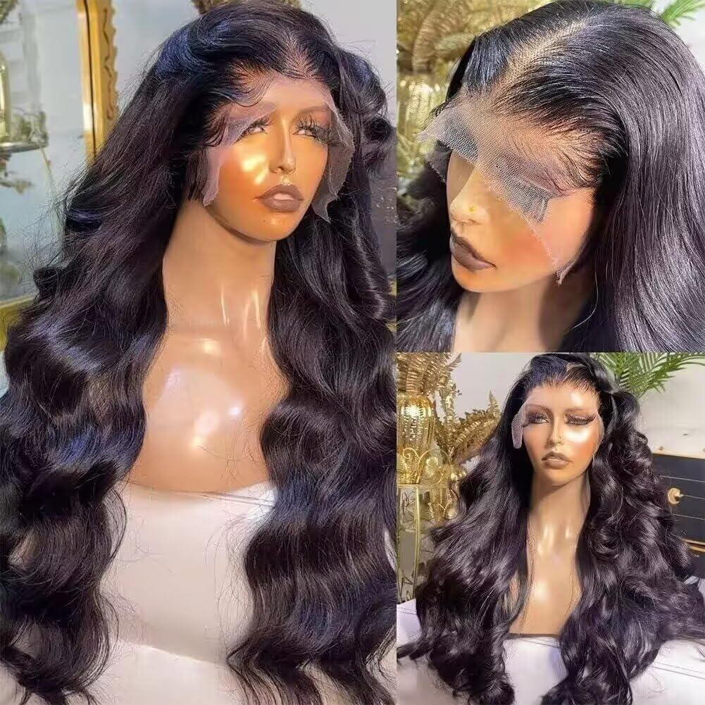 Perismoda 30 Inch Body Wave 13x6 Full Lace Frontal Wigs Human Hair 12A 180% Brazilian Virgin Body Wave 13x6 HD Transparent Lace Front Wigs Human Hair Pre Plucked With Baby Hair Pre Bleached Tiny Knots
