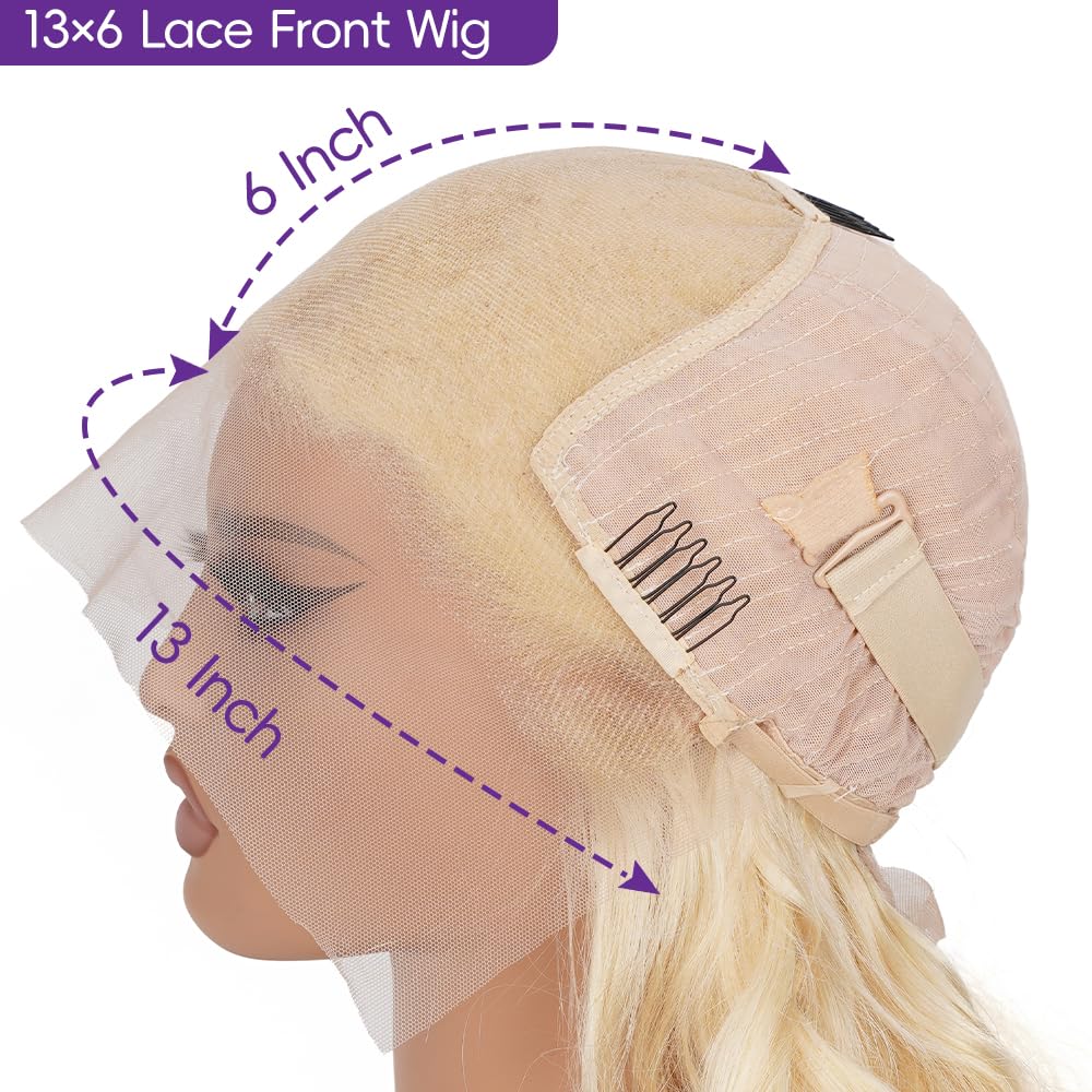 613 13x6 Lace Front Wig Human Hair 26 Inch Blonde Wig Human Hair 200% Density Body Wave Lace Front Wigs Pre Plucked 613 Lace Front Wig Blonde HD Lace Frontal Wig