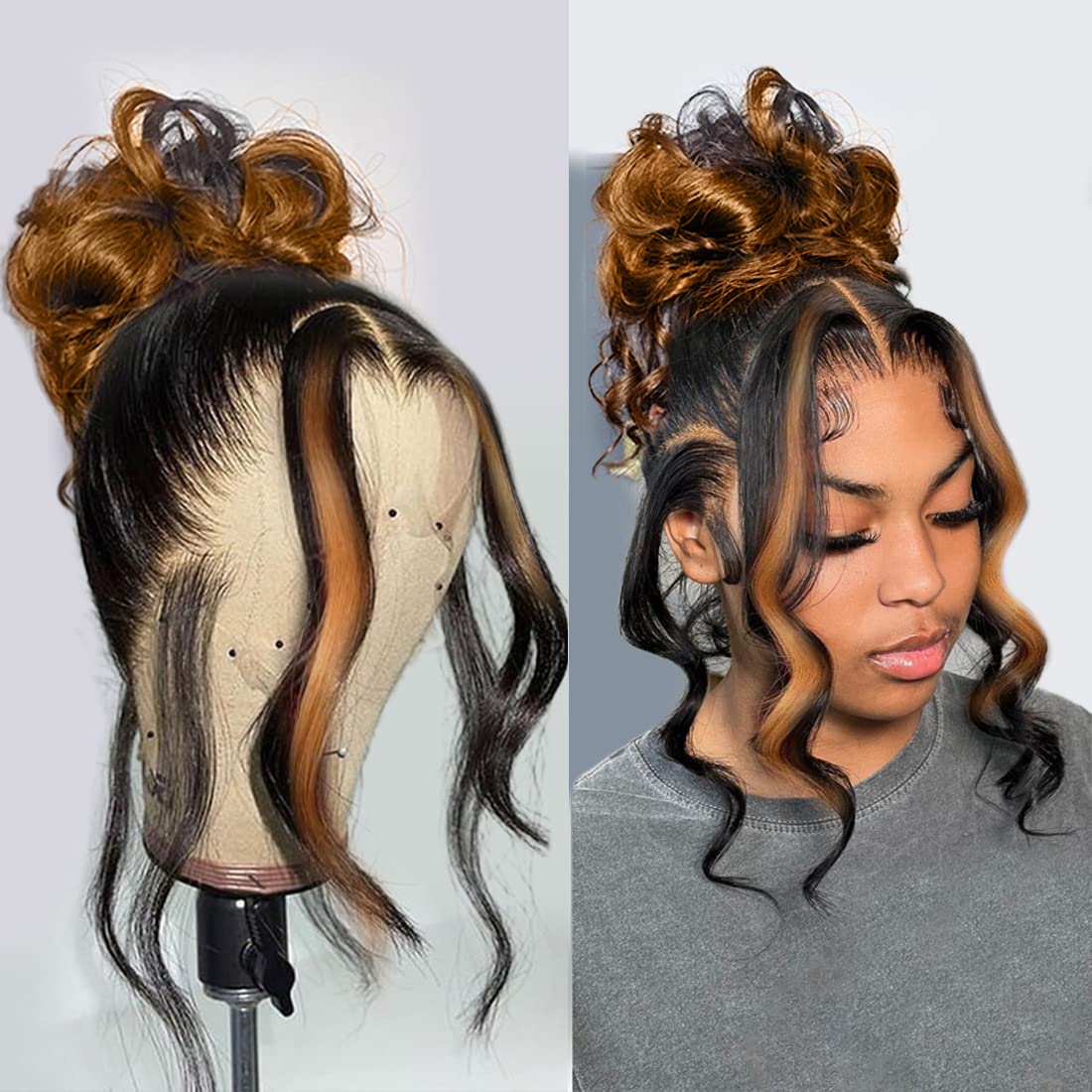 200% Density Full 360 Lace Front Wigs Human Hair For Women Ombre Lace Front Wig Human Hair Glueless Wigs Human Hair With Baby Hair Body WaveLace Front Wigs Human HairBrazilian Virgin HumanHair 26 Inch
