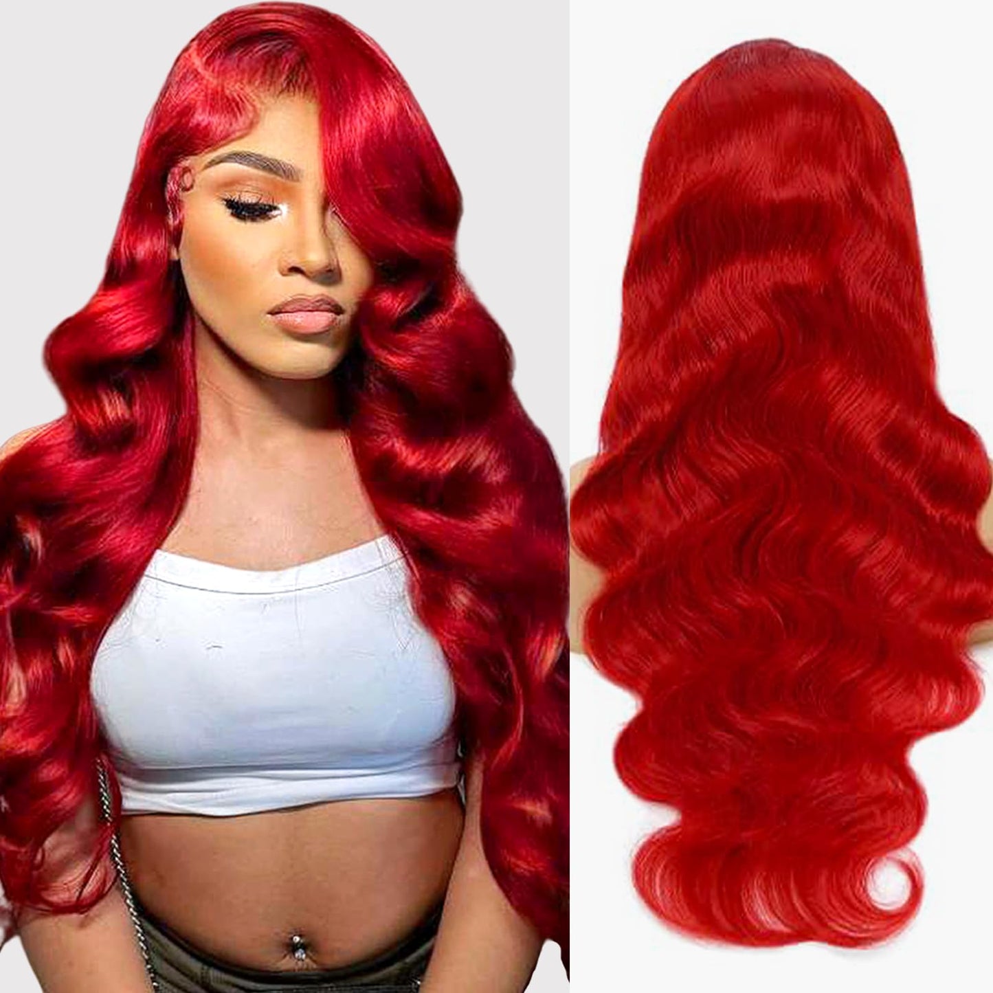 Red Lace Front Wigs Human Hair Body Wave 13x6 HD Lace Front Wig Human Hair 180% Density Wear and Go Glueless Red Wigs Human Hair Pre Plucked Burgundy Red Colored Wigs for Women 26 Inch