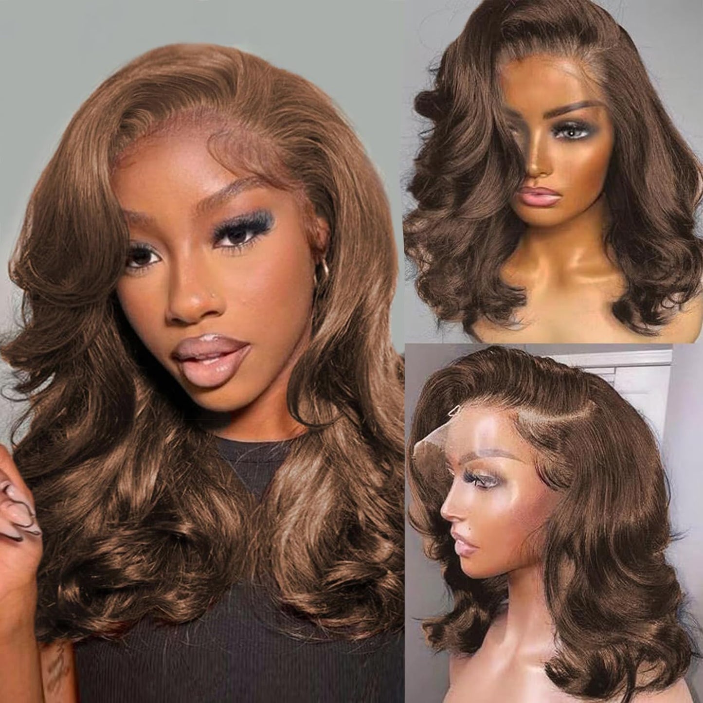 Douyin Bob Wig Human Hair 13x4 Frontal Lace Wig 14 Inch Body Wave 180% Density HD Lace Front Wigs Human Hair Pre Plucked Bob Wigs for Women (14 inch, Natural Black)