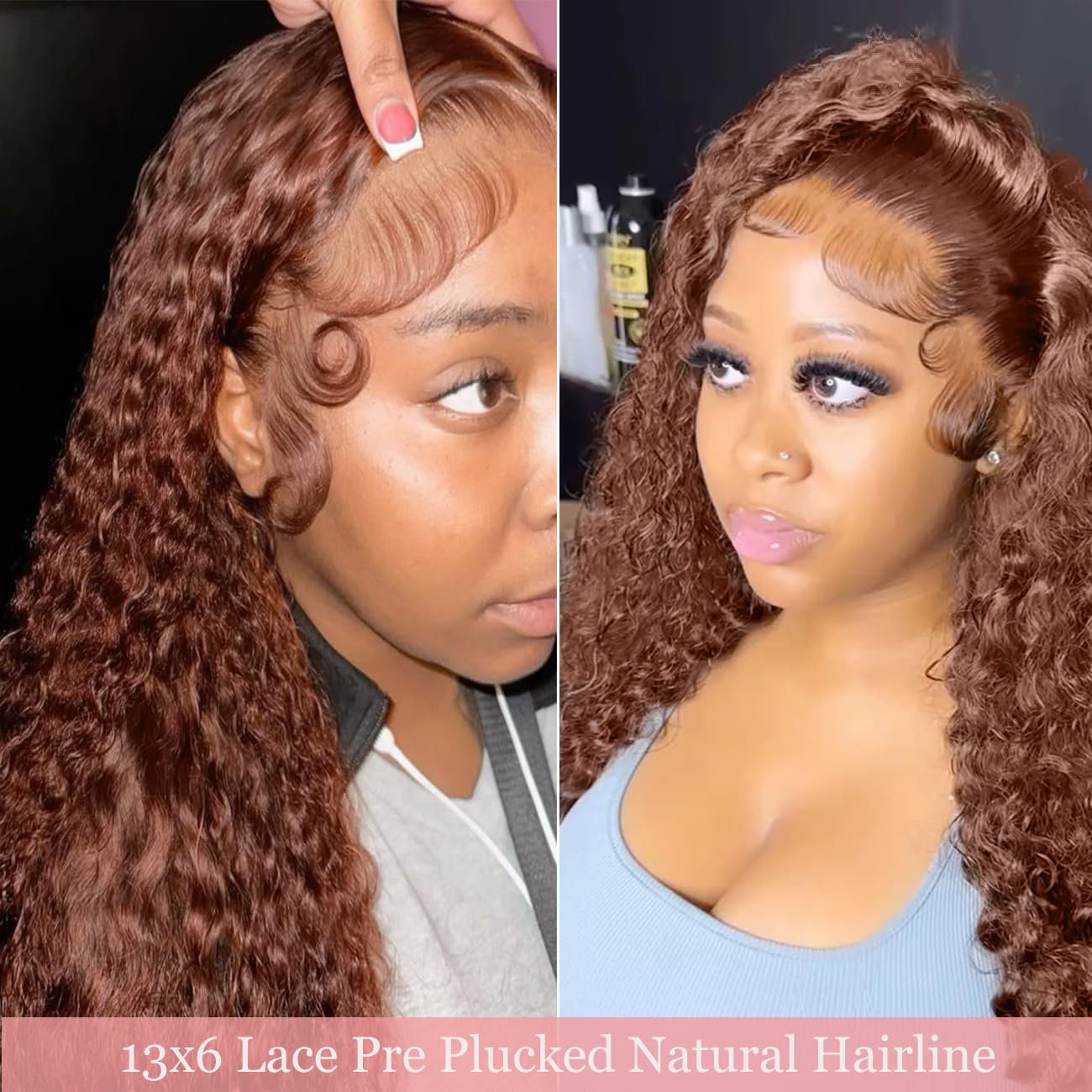 30 Inch Chocolate Brown Deep Wave Lace Front Wigs Human Hair 13x6 Hd Curly Lace Frontal Wigs for Black Women Pre Plucked Wet and Wavy Glueless 4# Brown Color