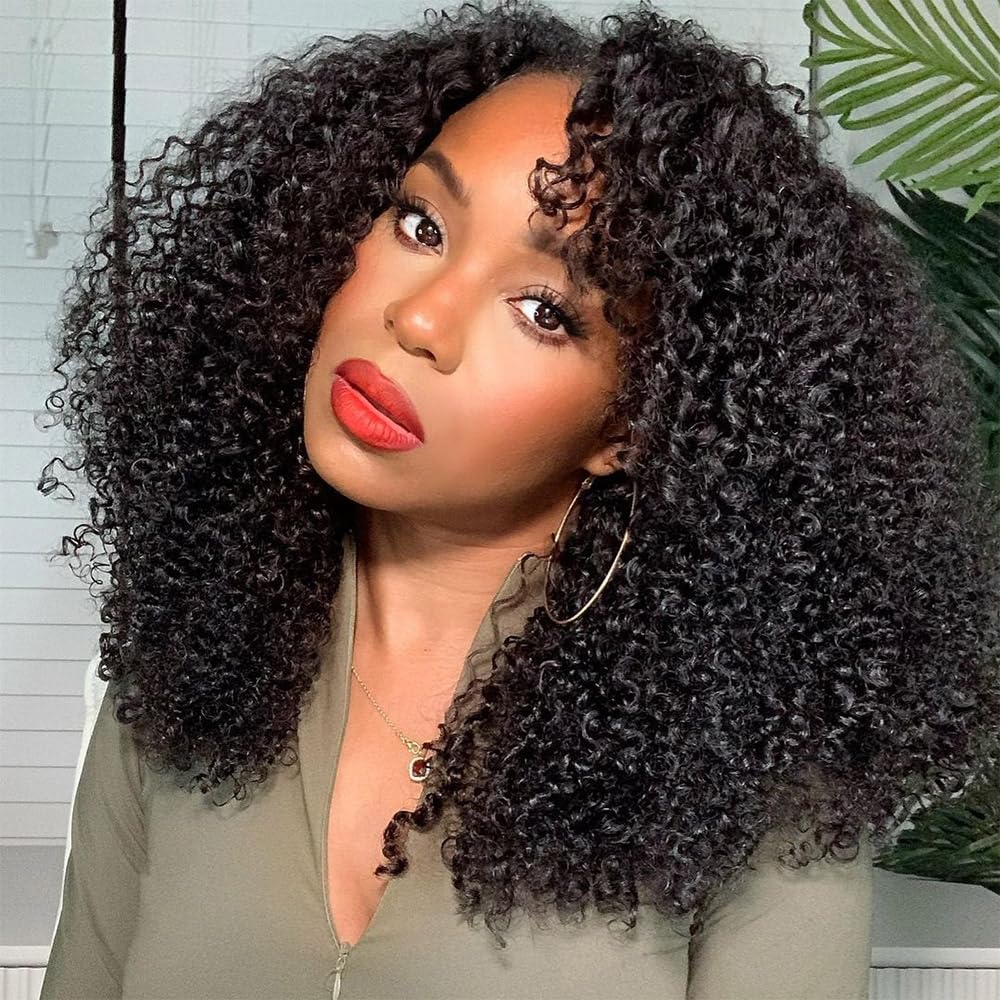 Kinky Curly Lace Front Wigs 13x6 HD Lace Front Kinky Curly Wig for Women 180% Density Pre Plucked With Baby Hair Afro Kinky Curly Human Hair Wigs 20Inch Kinky Curly HD Lace Front Human Hair wig