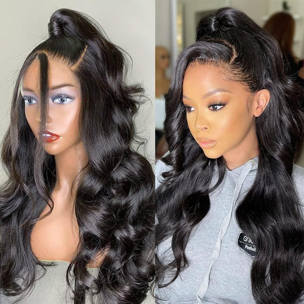 Pizazz 13x6 Body Wave Lace Front Wigs Human Hair Pre Plucked 180 Density HD Transparent Lace Frontal Wigs Human Hair for Women 9A Glueless Wigs Human Hair with Baby Hair 30Inch