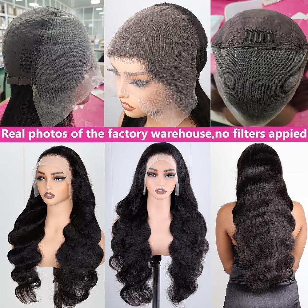 Perismoda 30 Inch Body Wave 13x6 Full Lace Frontal Wigs Human Hair 12A 180% Brazilian Virgin Body Wave 13x6 HD Transparent Lace Front Wigs Human Hair Pre Plucked With Baby Hair Pre Bleached Tiny Knots