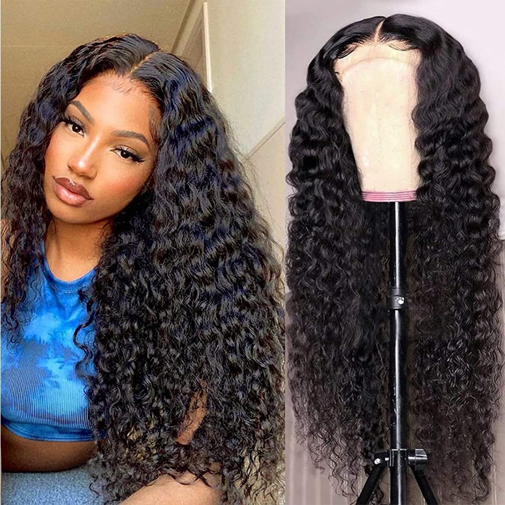 Hidden Strap 360 Full Lace Front Wigs Human Hair Invisible Strap Pre Plucked Bleached Konts Pre Cut Lace Deep Wave HD Lace Frontal Wig with Drawstring Natural Hairline 360 Glueless Wigs(18inch)