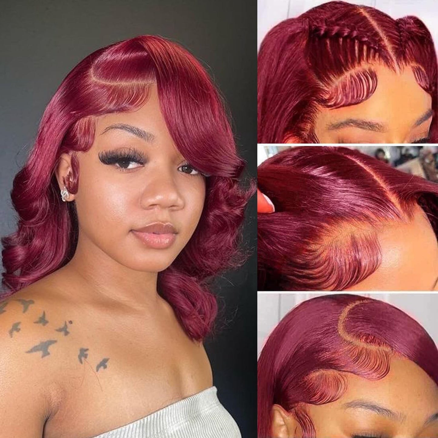 Douyin Bob Wig Human Hair 13x4 Frontal Lace Wig 14 Inch Body Wave 180% Density HD Lace Front Wigs Human Hair Pre Plucked Bob Wigs for Women (14 inch, Natural Black)