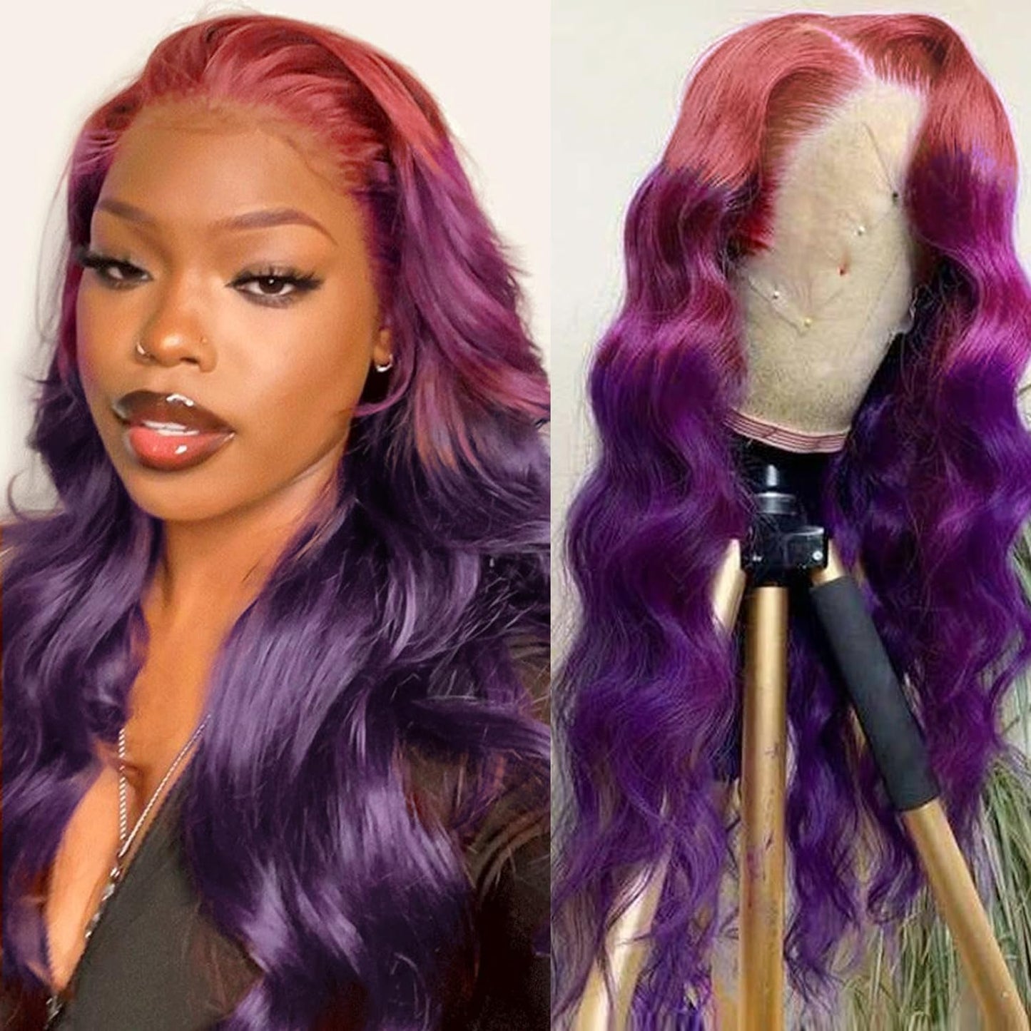 13X4 Dark Ginger Lace Front Wigs Human Hair Body Wave Orange Ginger Brown Brazilian HD Lace Front Human Hair Wigs Glueless 150% Density Pre Plucked Natural Hairline (18 inch, Copper Brown Color)