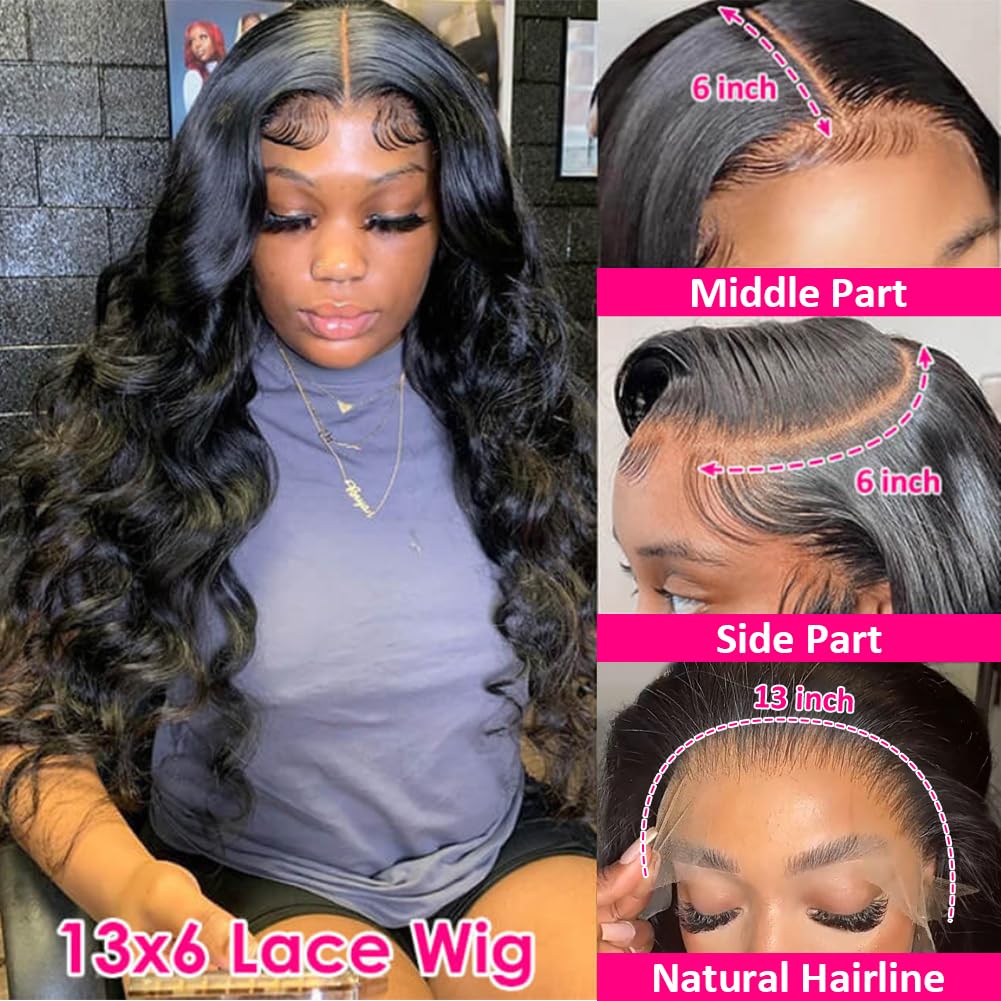 Pizazz 13x6 Body Wave Lace Front Wigs Human Hair Pre Plucked 180 Density HD Transparent Lace Frontal Wigs Human Hair for Women 9A Glueless Wigs Human Hair with Baby Hair 30Inch