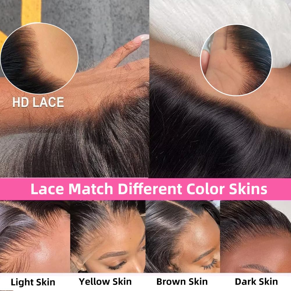 12A 28 Inch 13x6 Full Lace Frontal Wigs Human Hair Water Wave Full 13x6 HD Lace Wig Deep Wave Curly HD Transparent Lace Front Wigs Human Hair Wet and Wavy Frontal Wig Pre Bleached Knots 180% Density