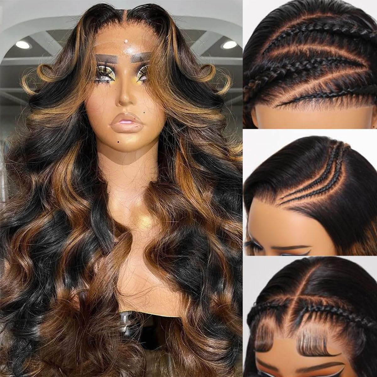 200% Density Full 360 Lace Front Wigs Human Hair For Women Ombre Lace Front Wig Human Hair Glueless Wigs Human Hair With Baby Hair Body WaveLace Front Wigs Human HairBrazilian Virgin HumanHair 26 Inch