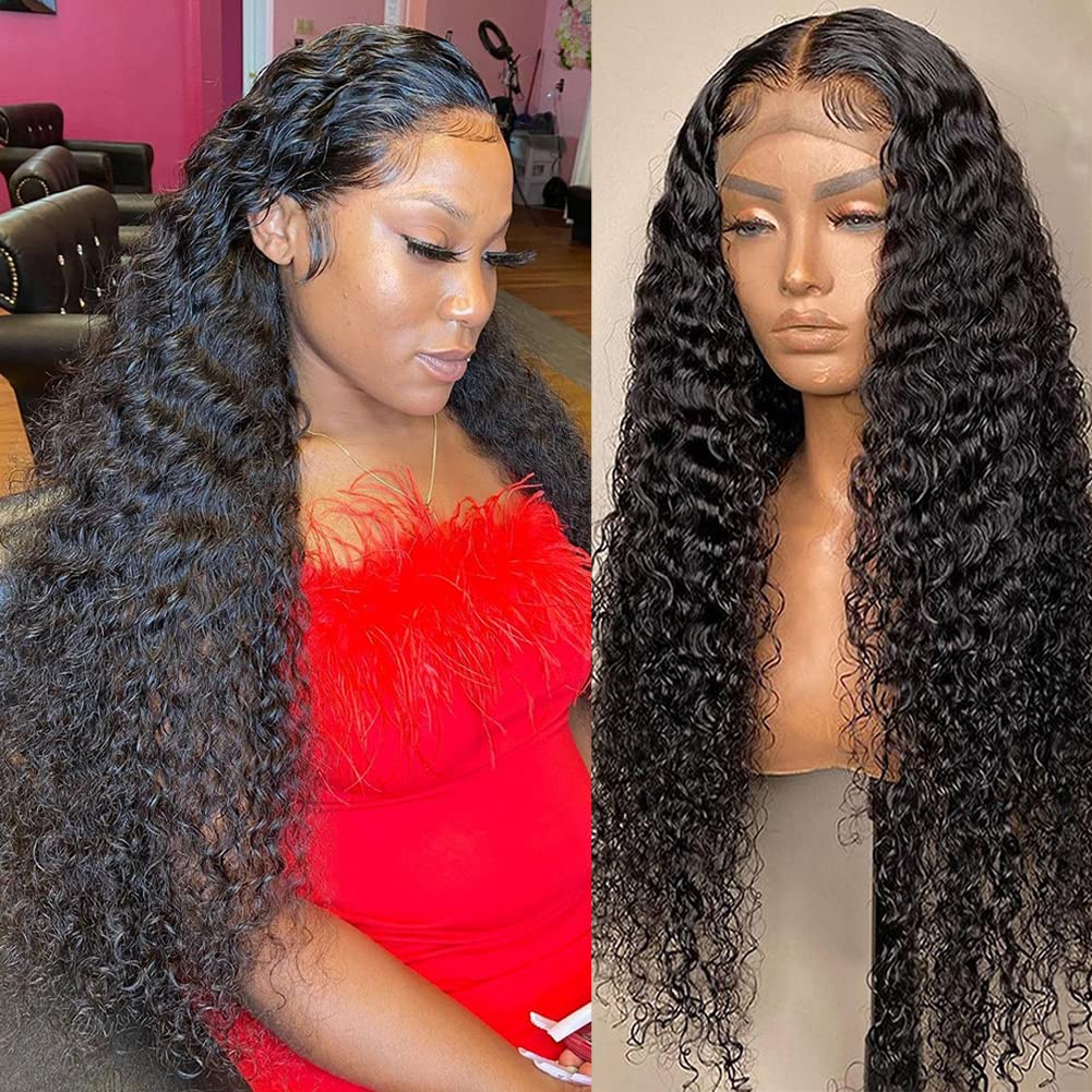 Hidden Strap 360 Full Lace Front Wigs Human Hair Invisible Strap Pre Plucked Bleached Konts Pre Cut Lace Deep Wave HD Lace Frontal Wig with Drawstring Natural Hairline 360 Glueless Wigs(18inch)