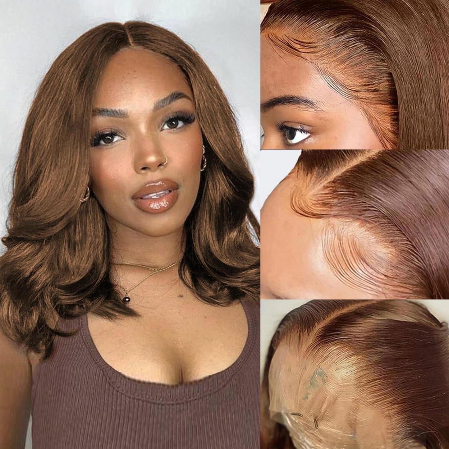 Douyin Bob Wig Human Hair 13x4 Frontal Lace Wig 14 Inch Body Wave 180% Density HD Lace Front Wigs Human Hair Pre Plucked Bob Wigs for Women (14 inch, Natural Black)