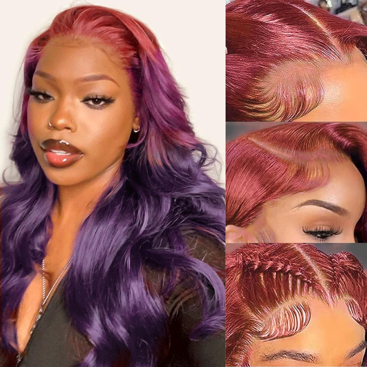 13X4 Dark Ginger Lace Front Wigs Human Hair Body Wave Orange Ginger Brown Brazilian HD Lace Front Human Hair Wigs Glueless 150% Density Pre Plucked Natural Hairline (18 inch, Copper Brown Color)