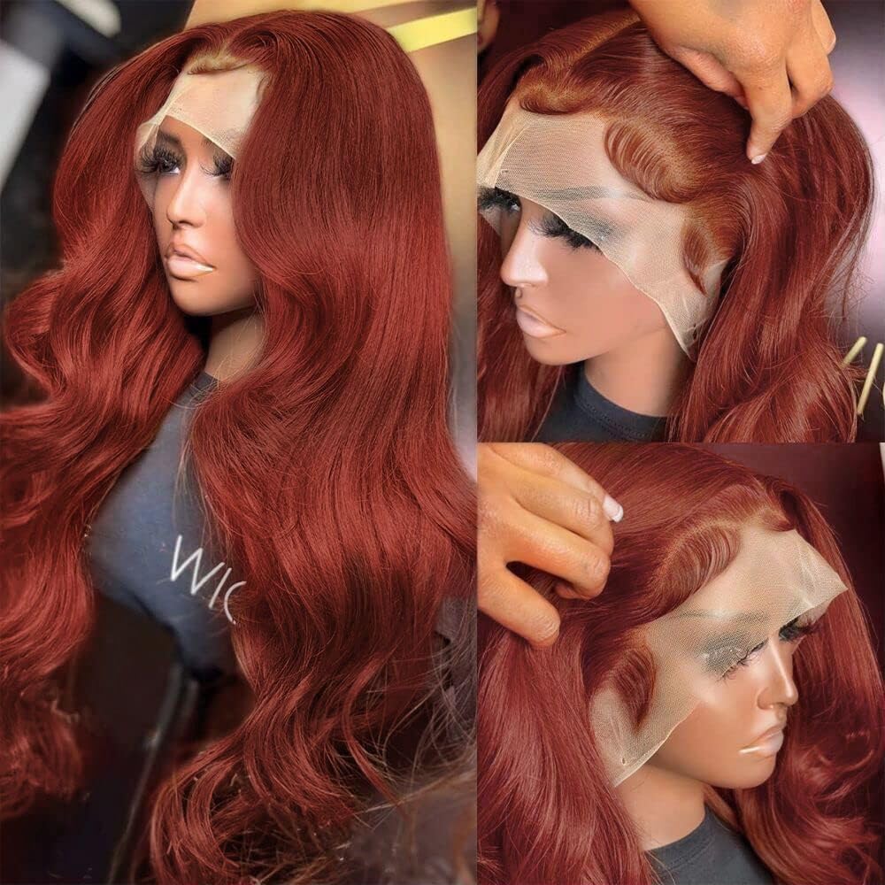 200% Density Burgundy Wig Human Hair 13x4 99j Burgundy Lace Front Wigs Human Hair Pre Plucked HD Transparent Lace Frontal Wigs With Baby Hair Red Colored Wig 24Inch