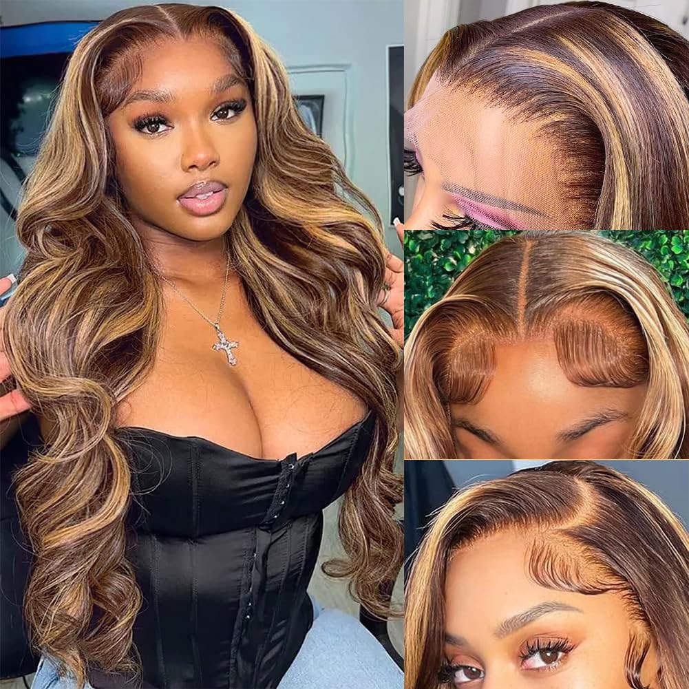 Pizazz 13x6 Body Wave Lace Front Wigs Human Hair Pre Plucked 180 Density HD Transparent Lace Frontal Wigs Human Hair for Women 9A Glueless Wigs Human Hair with Baby Hair 30Inch