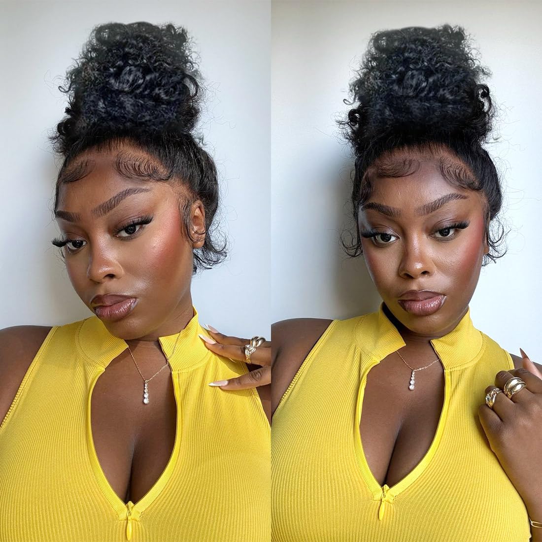 Hidden Strap 360 Full Lace Front Wigs Human Hair Invisible Strap Pre Plucked Bleached Konts Pre Cut Lace Deep Wave HD Lace Frontal Wig with Drawstring Natural Hairline 360 Glueless Wigs(18inch)