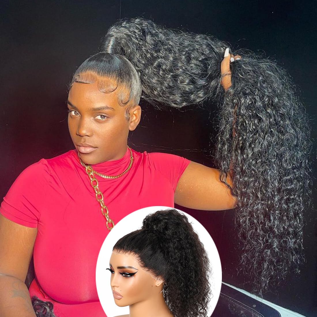 Hidden Strap 360 Full Lace Front Wigs Human Hair Invisible Strap Pre Plucked Bleached Konts Pre Cut Lace Deep Wave HD Lace Frontal Wig with Drawstring Natural Hairline 360 Glueless Wigs(18inch)