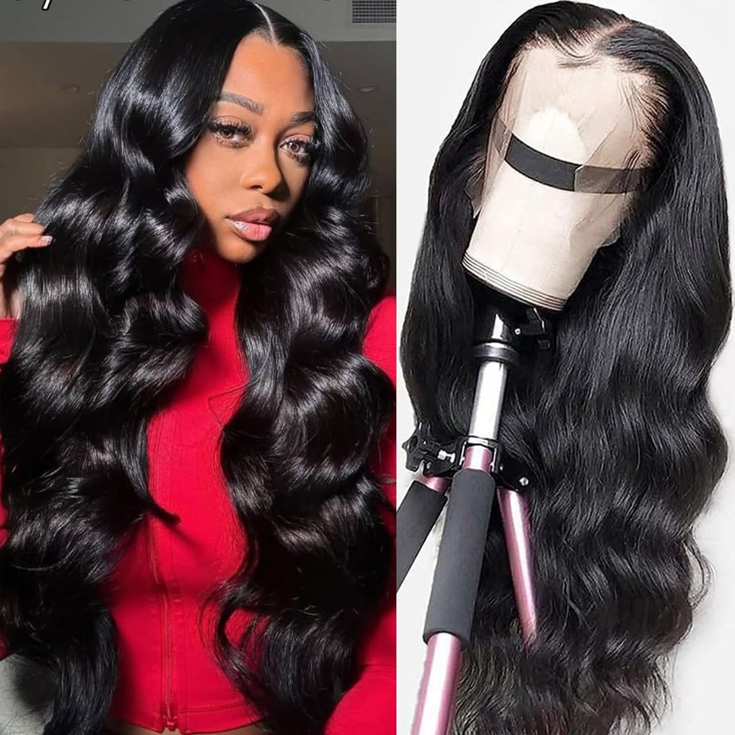 Douyin Bob Wig Human Hair 13x4 Frontal Lace Wig 14 Inch Body Wave 180% Density HD Lace Front Wigs Human Hair Pre Plucked Bob Wigs for Women (14 inch, Natural Black)