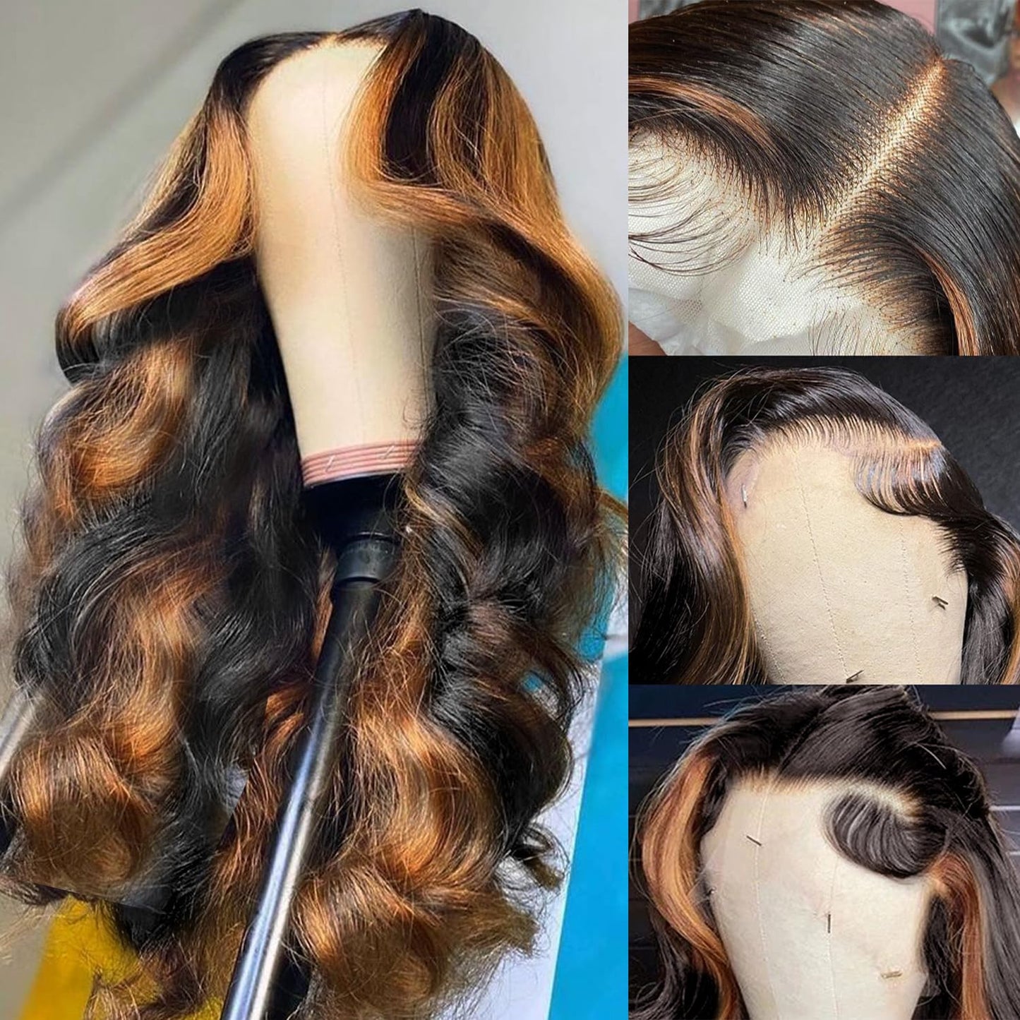 200% Density Full 360 Lace Front Wigs Human Hair For Women Ombre Lace Front Wig Human Hair Glueless Wigs Human Hair With Baby Hair Body WaveLace Front Wigs Human HairBrazilian Virgin HumanHair 26 Inch
