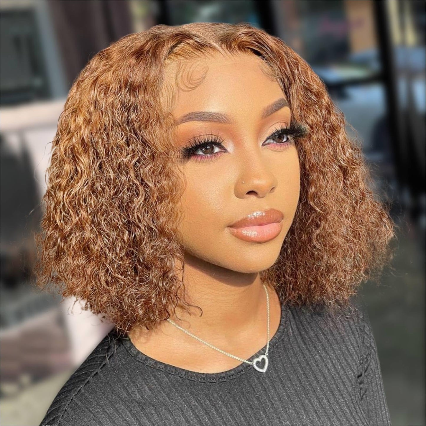 Ombre Highlight Deep Wave Curly Bob Wigs Human Hair Pre Plucked Wear And Go Glueless 13x4 Hd Honey Blonde Highlight Lace Front Wig Human Hair For Black Women Wet And Wavy 4/27 14 Inch