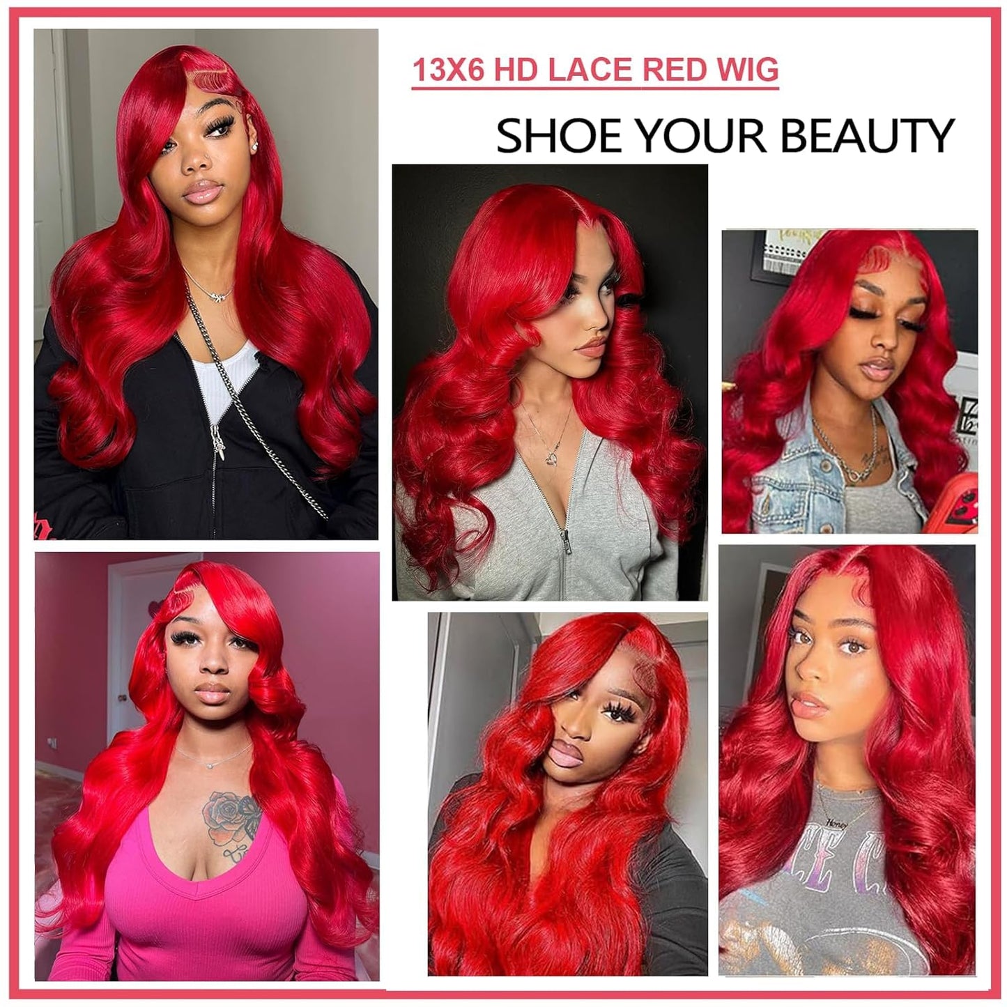 Red Lace Front Wigs Human Hair Body Wave 13x6 HD Lace Front Wig Human Hair 180% Density Wear and Go Glueless Red Wigs Human Hair Pre Plucked Burgundy Red Colored Wigs for Women 26 Inch