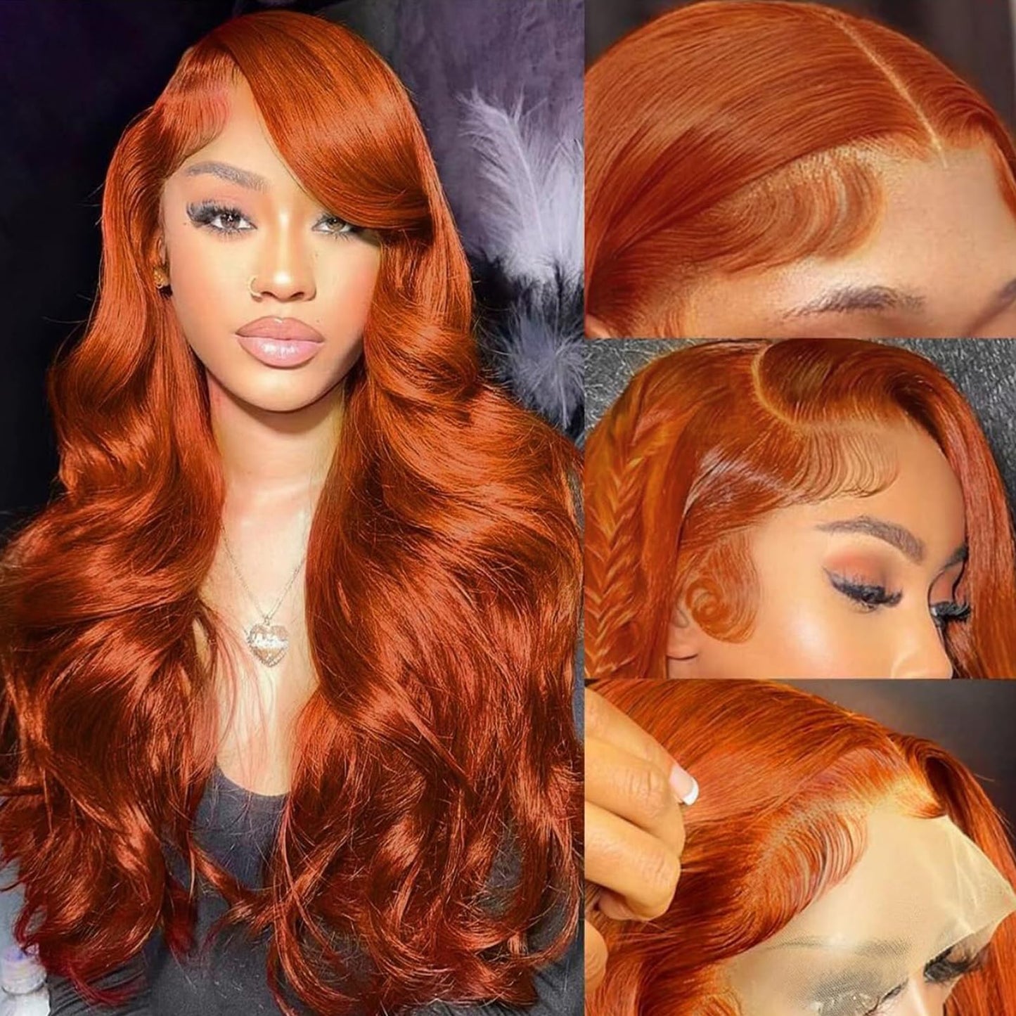 30 Inch Reddish Brown Lace Front Wigs Human Hair 200 Density 13x6 Body Wave HD Lace Frontal Wigs Human Hair Auburn Colored Lace Front Wigs Human Hair Pre Plucked with Baby Hair for Women