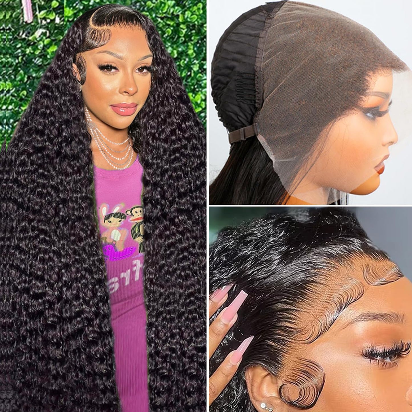 PERISMODA 13x6 Full Lace Frontal Wig Water Wave Lace Front Wigs Human Hair Deep Curly Wave Transparent Lace Frontal Wigs Human Hair 12A Wet and Wavy Wig Pre Plucked Bleached Knots 26 Inch