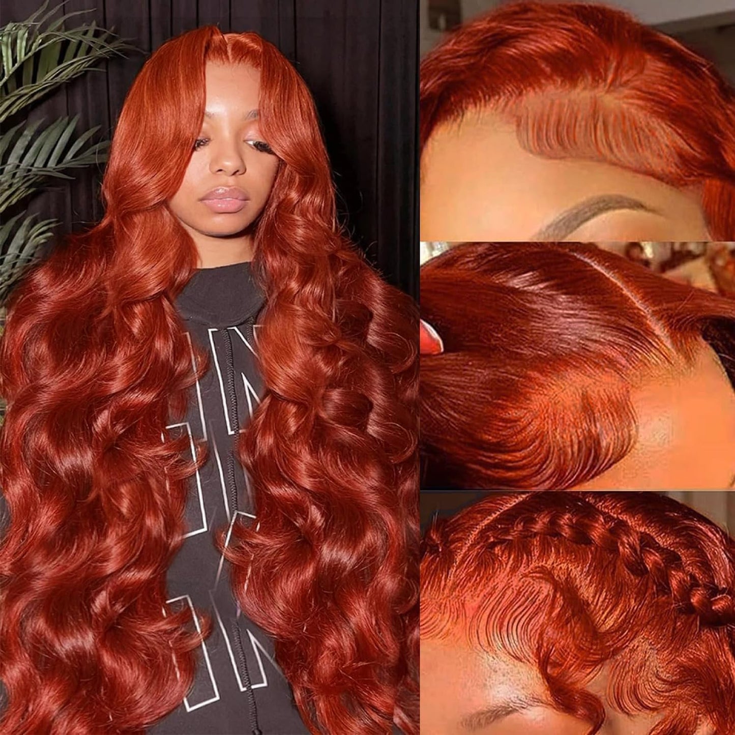 360 Reddish Brown Lace Front Wigs Human Hair Pre Plucked Auburn Red 360 HD Transparent Lace Frontal Wig 180 Density Colored Wigs Human Hair Ginger Body Wave Wig for Women 24Inch