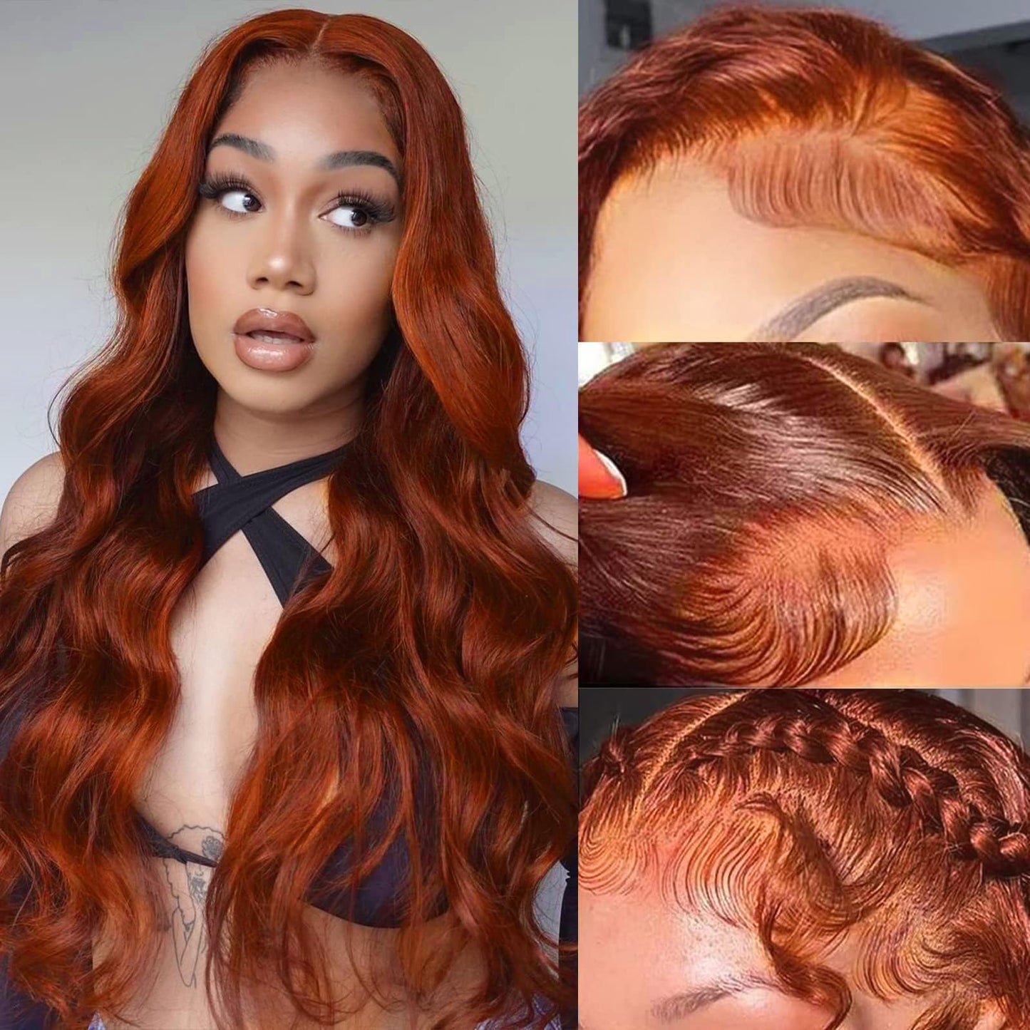 30 Inch Reddish Brown Lace Front Wigs Human Hair 200 Density 13x6 Body Wave HD Lace Frontal Wigs Human Hair Auburn Colored Lace Front Wigs Human Hair Pre Plucked with Baby Hair for Women