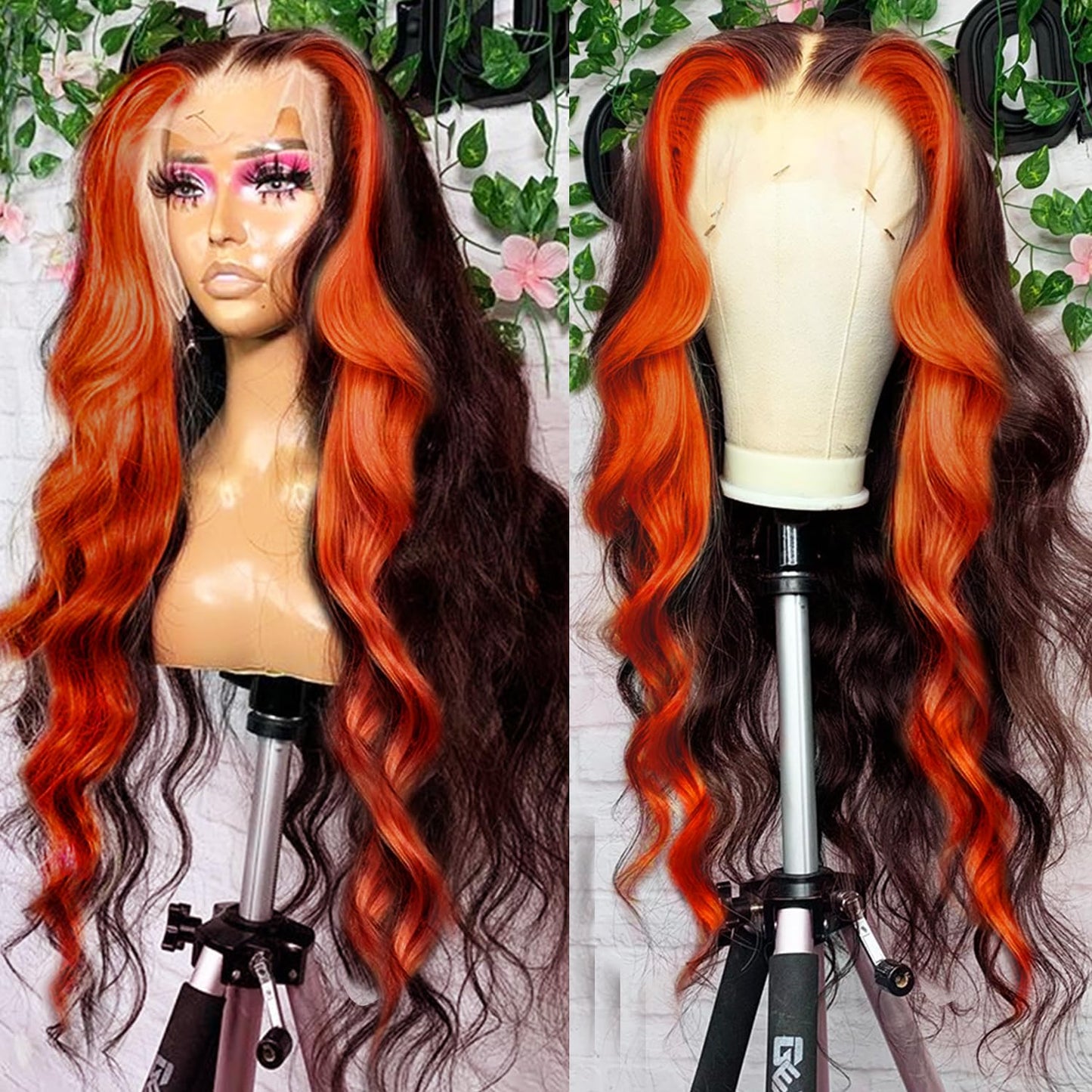 200% Density 13X6 Ginger Lace Front Wigs Human Hair Pre Plucked for Women Ombre 13X6 HD Transparent Ginger Orange Lace Front Wigs Human Hair Glueless Ginger Colored Wigs Human Hair (20Inch)