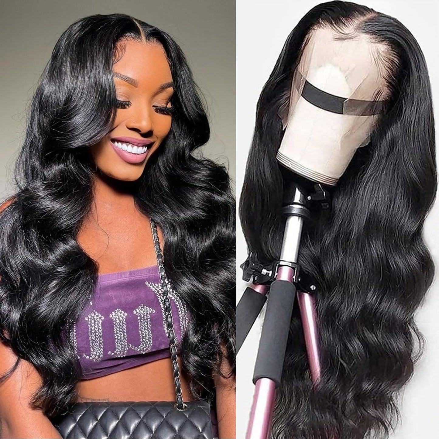 Douyin Bob Wig Human Hair 13x4 Frontal Lace Wig 14 Inch Body Wave 180% Density HD Lace Front Wigs Human Hair Pre Plucked Bob Wigs for Women (14 inch, Natural Black)