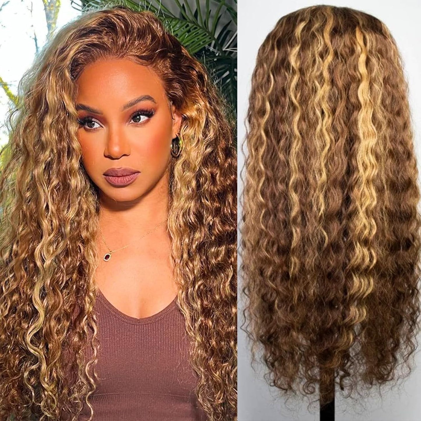Grace Queen Ginger Orange 9x6 Lace Front Wigs Human Hair Deep Wave Pre Plucked Pre Cut Wear and Go Glueless Wigs Human Hair for Women 9x6 HD Lace Front Curly Human Hair Wig Brazilian Hair 26Inch