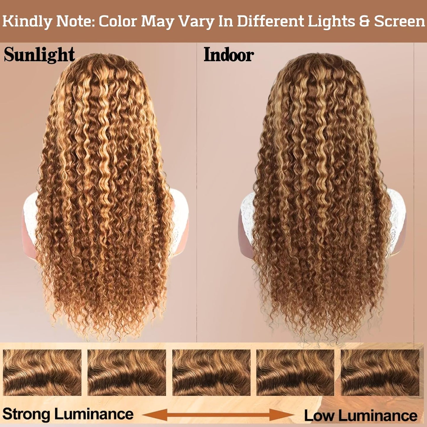 360 Deep Wave Lace Front Wigs Human Hair Pre Plucked 180% Density 26 IN, Highlight Ombre Honey Blonde Brown Full 360 HD Lace Frontal Wigs, 4/27 Colored 10A Soft Shinny Thick Brazilian Hair