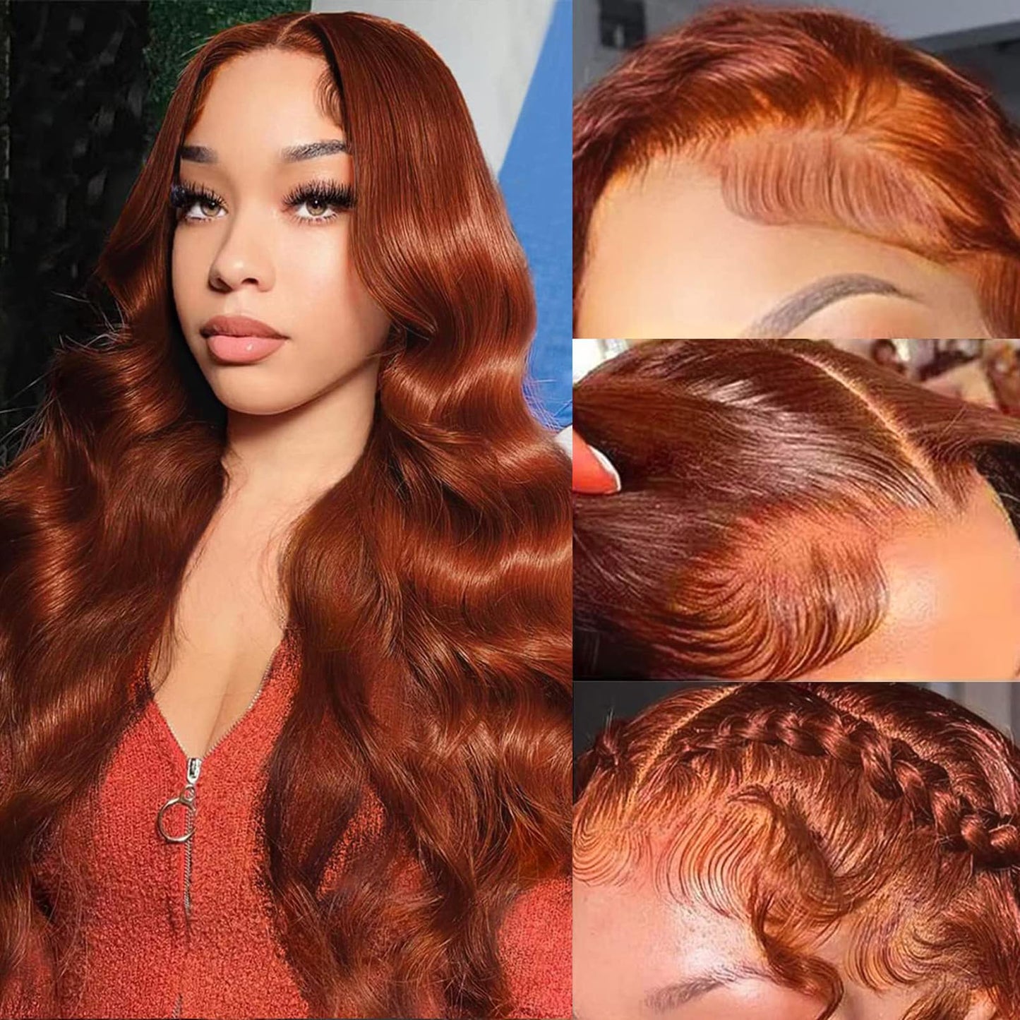 30 Inch Reddish Brown Lace Front Wigs Human Hair 200 Density 13x6 Body Wave HD Lace Frontal Wigs Human Hair Auburn Colored Lace Front Wigs Human Hair Pre Plucked with Baby Hair for Women