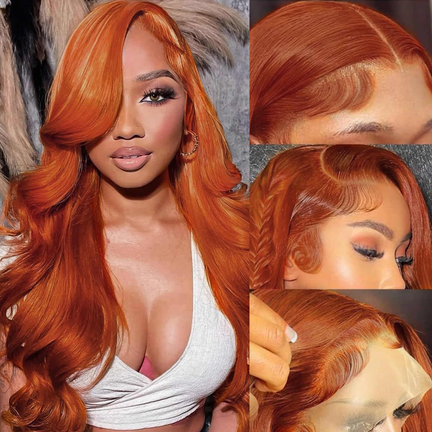 30 Inch Reddish Brown Lace Front Wigs Human Hair 200 Density 13x6 Body Wave HD Lace Frontal Wigs Human Hair Auburn Colored Lace Front Wigs Human Hair Pre Plucked with Baby Hair for Women